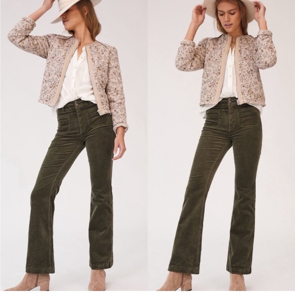 Pilcro Pants - Anthropologie Pilcro high rise bootcut corduroy trousers, olive green, size 28